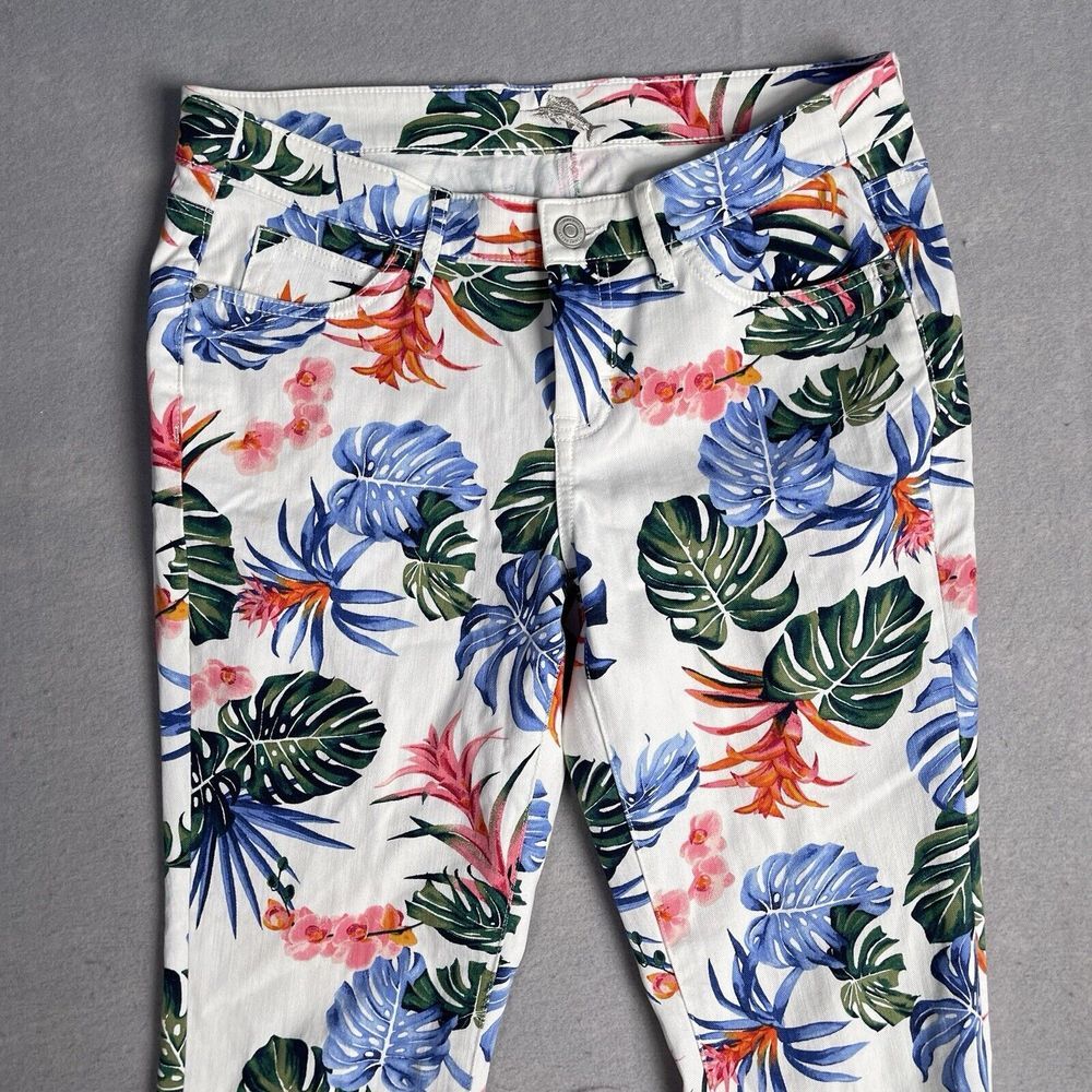 Tommy Bahama Denim Skinny Ankle‎ Floral All Over Stretch Jeans Sz 29x28 White - Picture 2 of 14